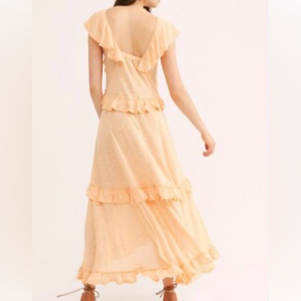 Free People FP Beach Women’s Amelia Maxi Gauzy Ruffle Romantic Flowey Dress M - Picture 5 of 11